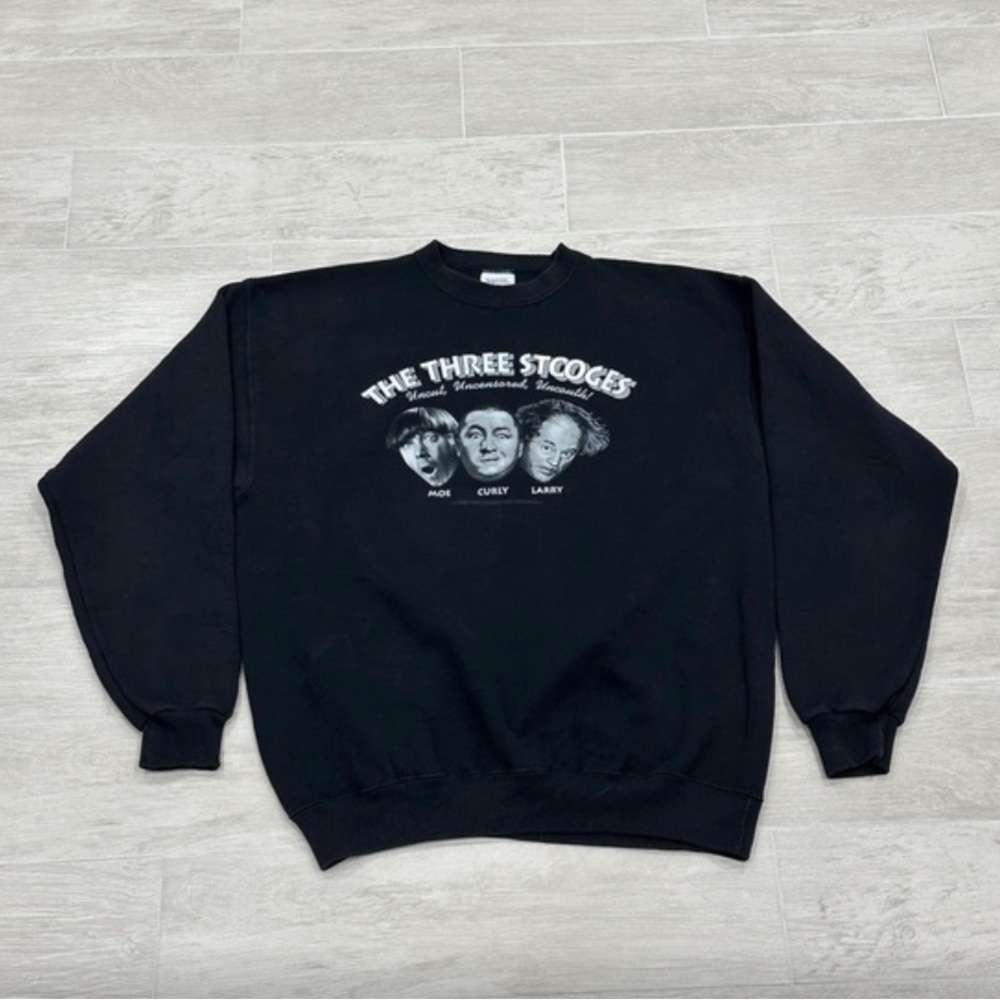 Vintage 90s The Three Stooges Black Crewneck Sweatshirt USA Made Men’s Size XL